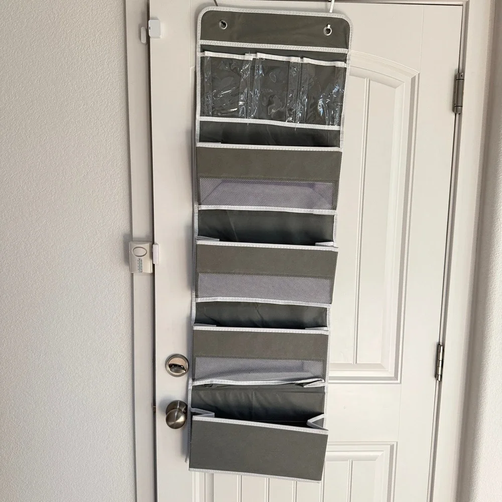 Gray Over The Door Organizer 16 Pocket Storage Hanging Closet Wall